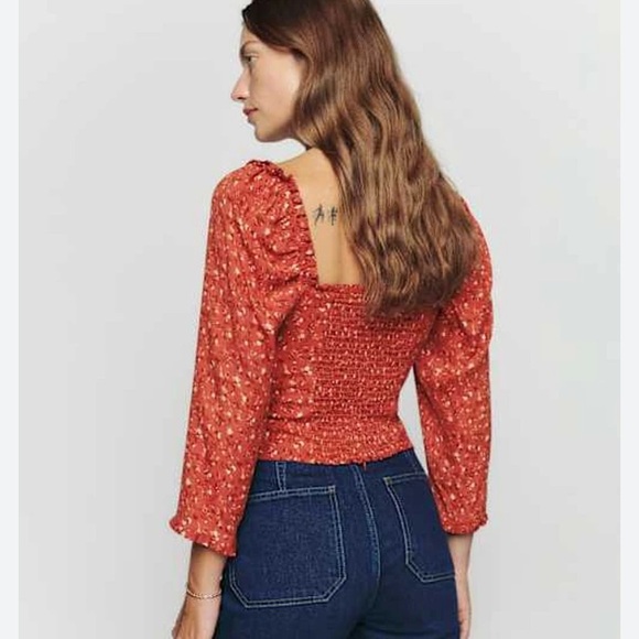 Reformation Rust Floral Meriah Top - Picture 2 of 8